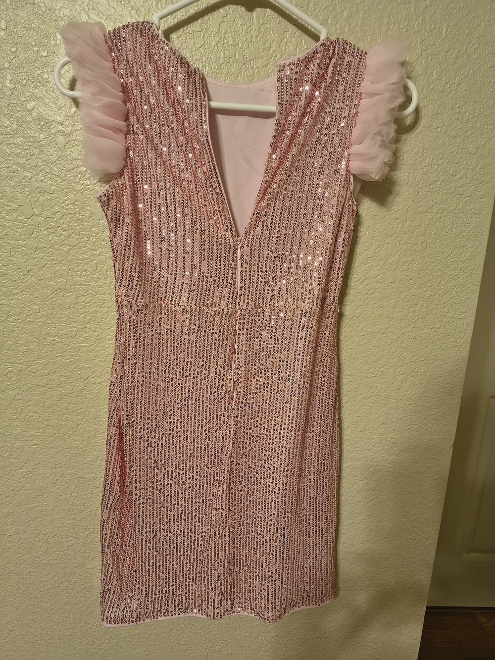 Grace Karin Pink Sequin Ruffle Sleeve Girls Party Dress